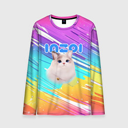 Лонгслив мужской Inzoi кошечка на радужном фоне, цвет: 3D-принт