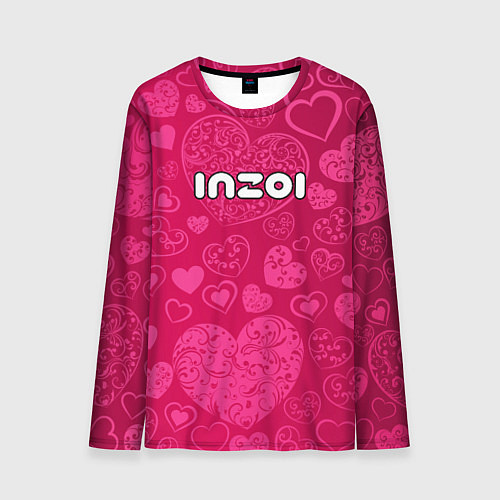 Мужской лонгслив Inzoi лого на розовых сердечках / 3D-принт – фото 1