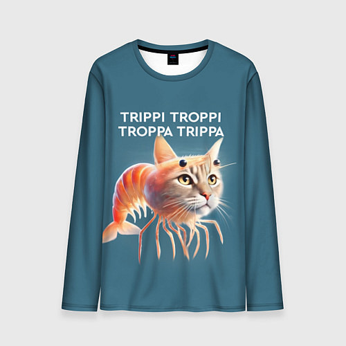 Мужской лонгслив Trippi troppi troppa trippa - brainrot cat meme / 3D-принт – фото 1