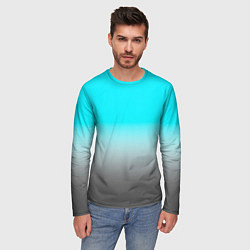 Лонгслив мужской Серо-голубой светлый градиент, цвет: 3D-принт — фото 2