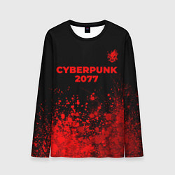 Лонгслив мужской Cyberpunk 2077 - red gradient посередине, цвет: 3D-принт