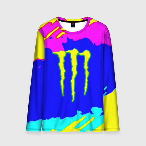 Мужской лонгслив Monster energy краски цветные / 3D-принт – фото 1