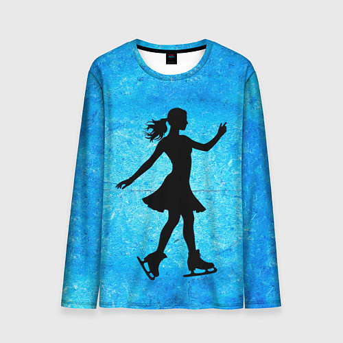 Мужской лонгслив Фигуристка на синем / 3D-принт – фото 1