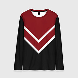 Мужской лонгслив Красный с чёрным и белые полосы