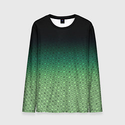 Лонгслив мужской Чёрно-зелёный градиент с узором, цвет: 3D-принт