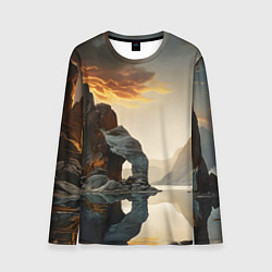 Мужской лонгслив Горное озеро со скалами
