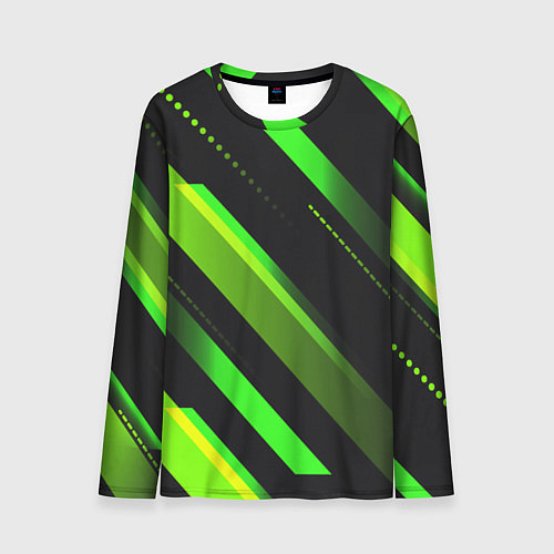 Мужской лонгслив Color black green / 3D-принт – фото 1