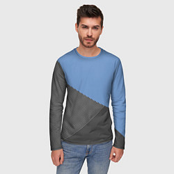 Лонгслив мужской Сине-серый геометричный, цвет: 3D-принт — фото 2