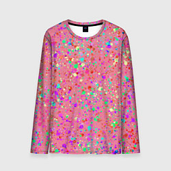 Мужской лонгслив Розовый с разноцветными брызгами