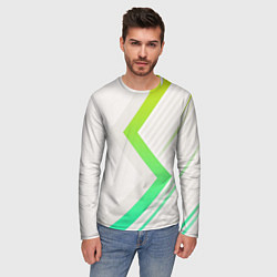 Лонгслив мужской Color white line green, цвет: 3D-принт — фото 2