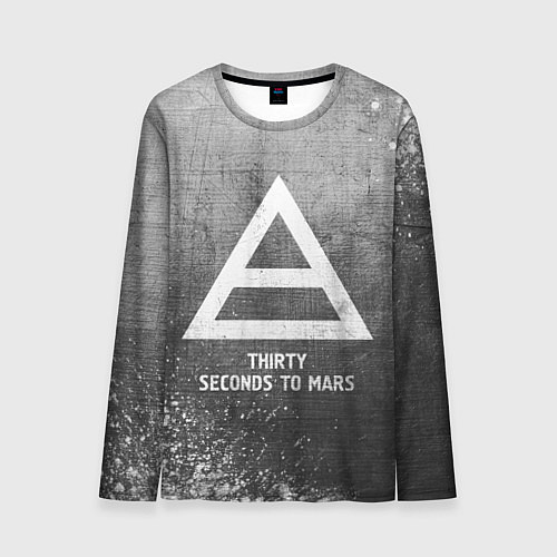 Мужской лонгслив Thirty Seconds to Mars - grey gradient / 3D-принт – фото 1