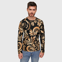 Лонгслив мужской Русский этнический узор с позолотой, цвет: 3D-принт — фото 2