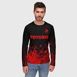 Лонгслив мужской Totoro - red gradient посередине, цвет: 3D-принт — фото 2
