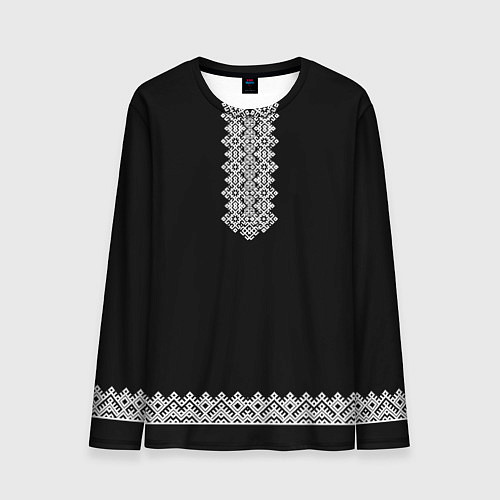 Мужской лонгслив Вышиванка - узоры с обережными символами / 3D-принт – фото 1