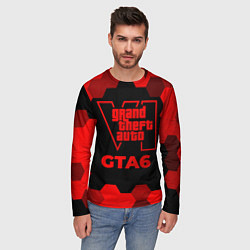 Лонгслив мужской GTA6 - red gradient, цвет: 3D-принт — фото 2
