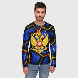 Лонгслив мужской Золотой герб РФ и желтые полосы, цвет: 3D-принт — фото 2