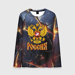 Лонгслив мужской Золотой герб России и текстура с плитами, цвет: 3D-принт