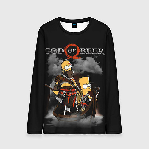 Мужской лонгслив God of beer / 3D-принт – фото 1
