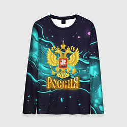 Лонгслив мужской Россия - березовая абстракция, цвет: 3D-принт