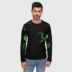 Лонгслив мужской The color is light green abstraction, цвет: 3D-принт — фото 2