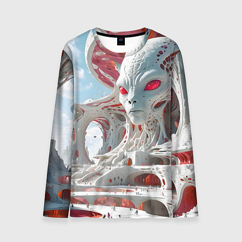 Мужской лонгслив Инопланетный белый город / 3D-принт – фото 1