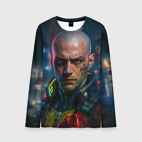 Мужской лонгслив Мужчина в стиле киберпанка / 3D-принт – фото 1