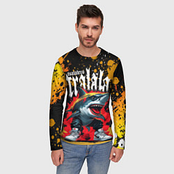 Лонгслив мужской Тралалера Тралала брейнрот мем - Акула в кроссовка, цвет: 3D-принт — фото 2