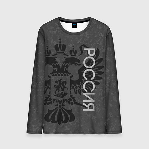 Мужской лонгслив Россия тёмно-серый с гербом / 3D-принт – фото 1