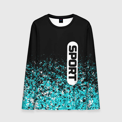 Мужской лонгслив Sport чёрно-голубой пятнистый / 3D-принт – фото 1