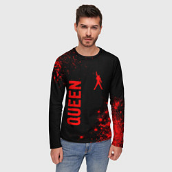 Лонгслив мужской Queen - red gradient вертикально, цвет: 3D-принт — фото 2