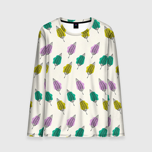 Мужской лонгслив Листья на пятнах / 3D-принт – фото 1