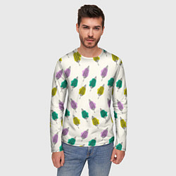 Лонгслив мужской Листья на пятнах, цвет: 3D-принт — фото 2