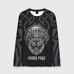 Лонгслив мужской Медведь воин в щите, цвет: 3D-принт