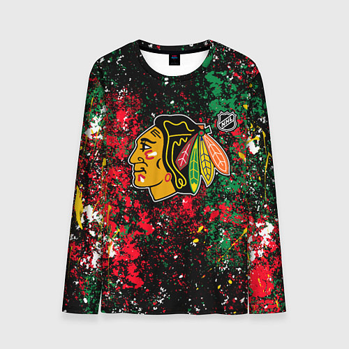Мужской лонгслив Chicago Blackhawks NHL black / 3D-принт – фото 1