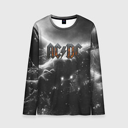 Лонгслив мужской ACDC металлический лого черно-белая текстура, цвет: 3D-принт