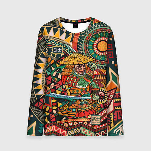 Мужской лонгслив Цветной самурай / 3D-принт – фото 1