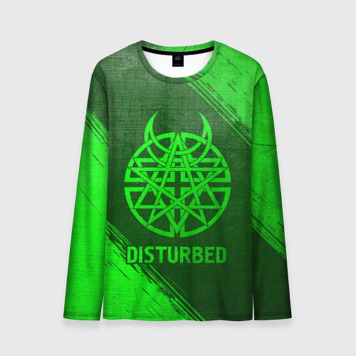 Мужской лонгслив Disturbed - green gradient / 3D-принт – фото 1