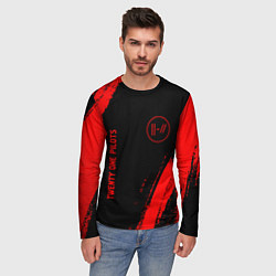 Лонгслив мужской Twenty One Pilots - red gradient вертикально, цвет: 3D-принт — фото 2