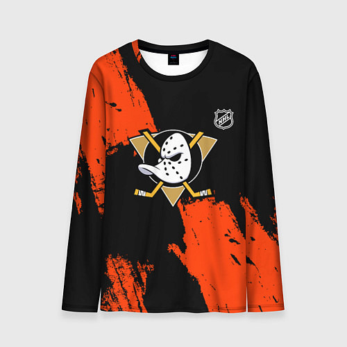 Мужской лонгслив Анахайм Дакс - оранжевая краска / 3D-принт – фото 1