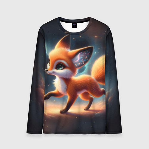 Мужской лонгслив Лиса бежит по космическому простору / 3D-принт – фото 1