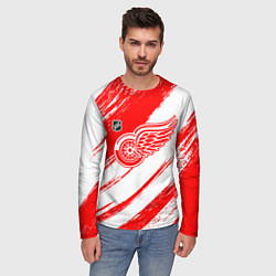 Лонгслив мужской Детройт Ред Уингз - брызги красок, цвет: 3D-принт — фото 2