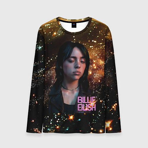 Мужской лонгслив Билли Айлиш с блестками на фоне / 3D-принт – фото 1