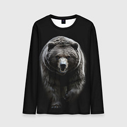 Лонгслив мужской Грозный медведь с знаком лапа медведя, цвет: 3D-принт