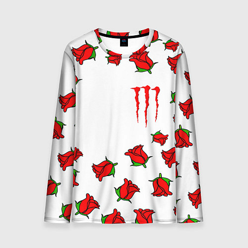 Мужской лонгслив Monster energy steel rose / 3D-принт – фото 1