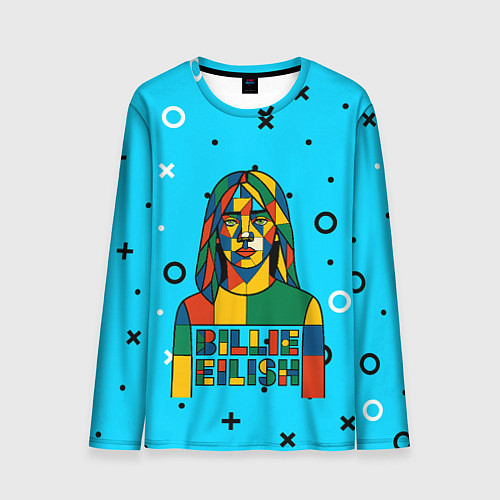 Мужской лонгслив Билли Айлиш из разноцветной мозаики / 3D-принт – фото 1