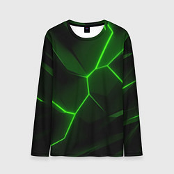Лонгслив мужской Зеленая текстура с неоном, цвет: 3D-принт