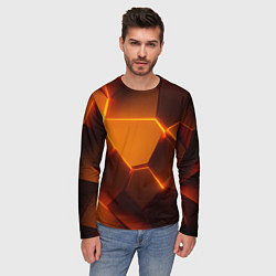 Лонгслив мужской Оранжевые объемные пластины, цвет: 3D-принт — фото 2