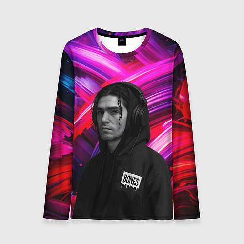 Мужской лонгслив Bones в наушниках / 3D-принт – фото 1