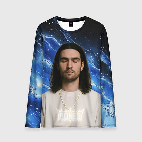 Мужской лонгслив Bones глаза закрыты / 3D-принт – фото 1