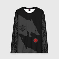 Лонгслив мужской Волки викингов с обережными символами - тату, цвет: 3D-принт